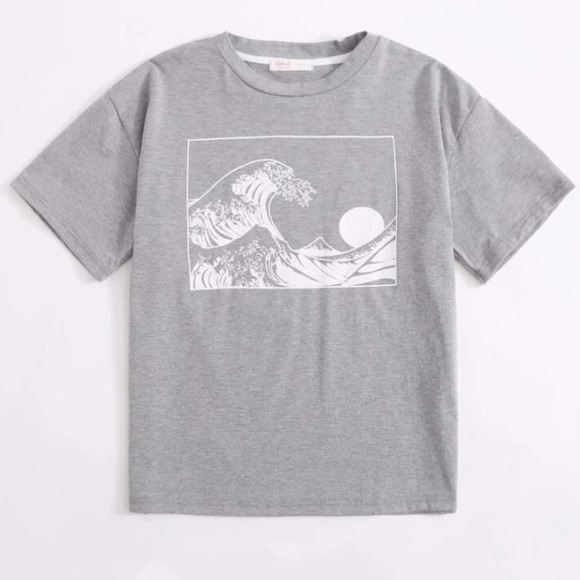 ROMWE | Tops | Romwe Wave Graphic Tee 